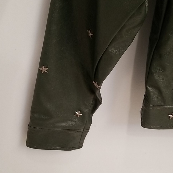 Collection B Dark Green Faux Leather Moto Jacket - Picture 7 of 10